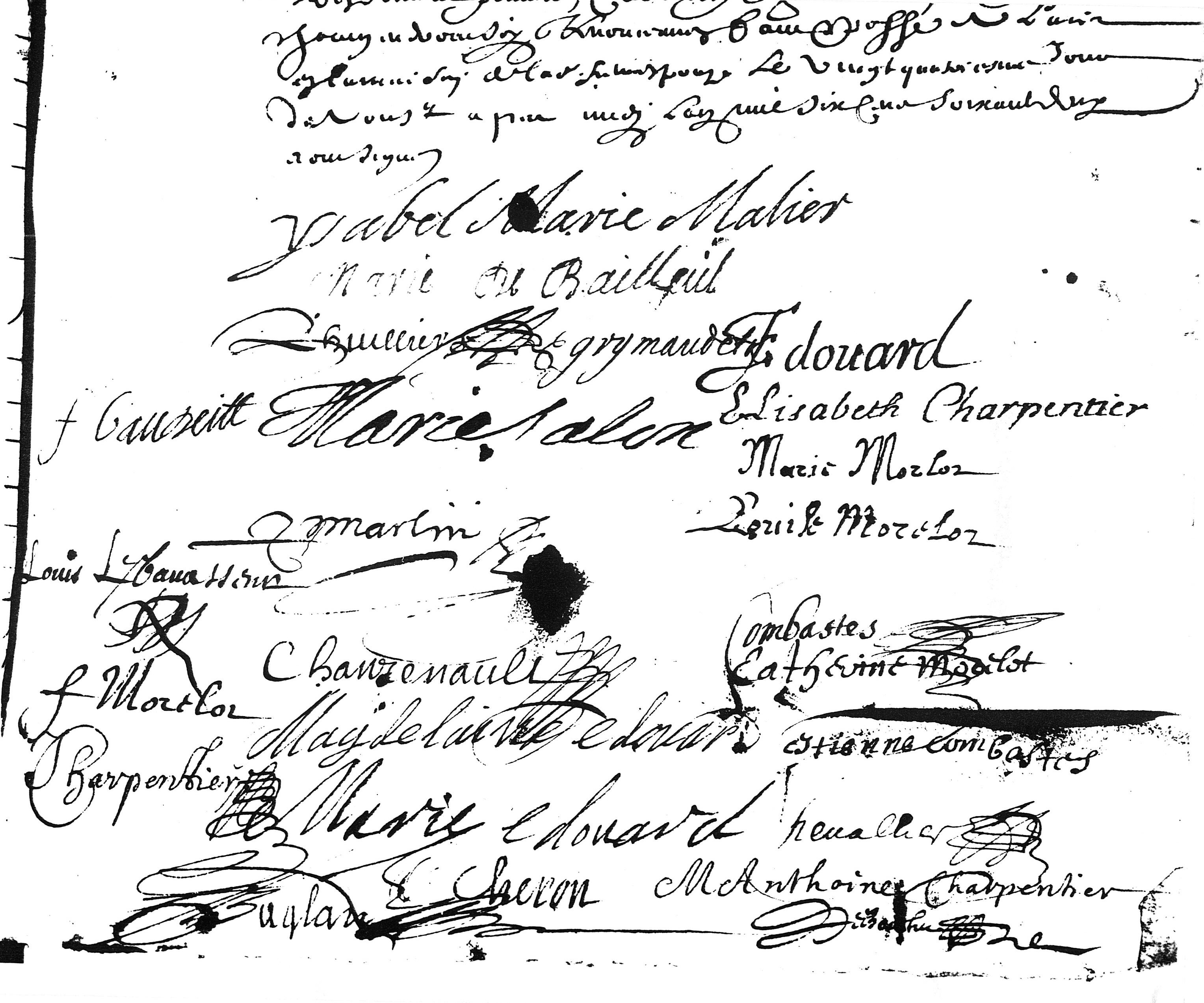 signatures on the Edouard marriage contract